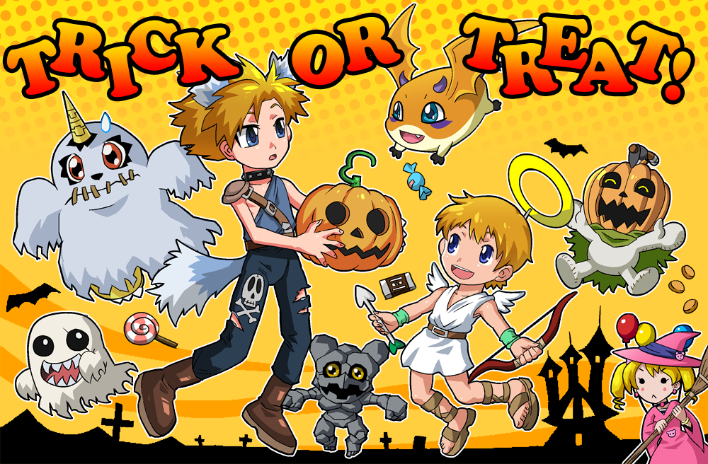 bakemon, bakemon_(cosplay), blonde_hair, blush, brothers, cosplay, digimon, digimon_adventure