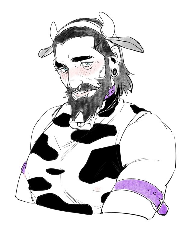1boy, alternate_costume, animal_ears, animal_print, arm_belt, bara, beard, bell