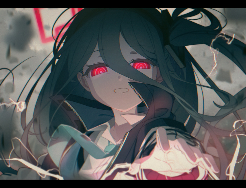 kei_(blue_archive), 1girl, absurdly_long_hair, black_dog_(ckdfhd), black_hair, blue_archive, blue_necktie, collared_shirt