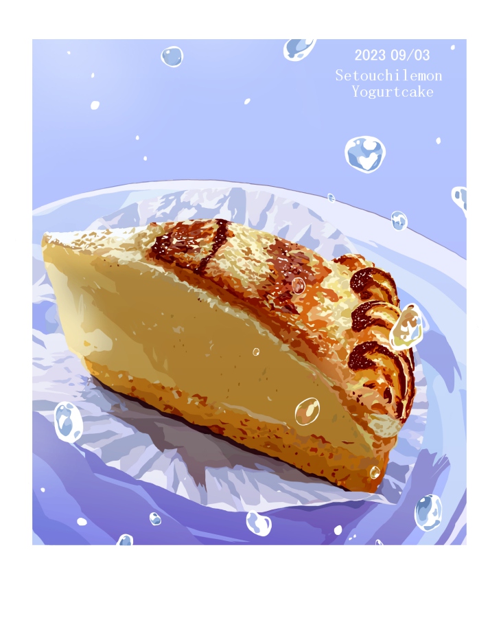 cake, cake_slice, dated, food, food_focus, lemon_cake, matsuyama_kojika, no_humans