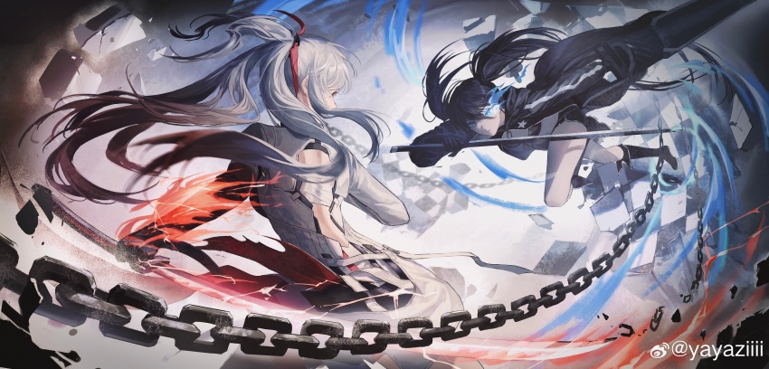 2girls, absurdres, alpha_(pgr), back_cutout, backless_coat, bikini, bikini_top_only, black_bikini