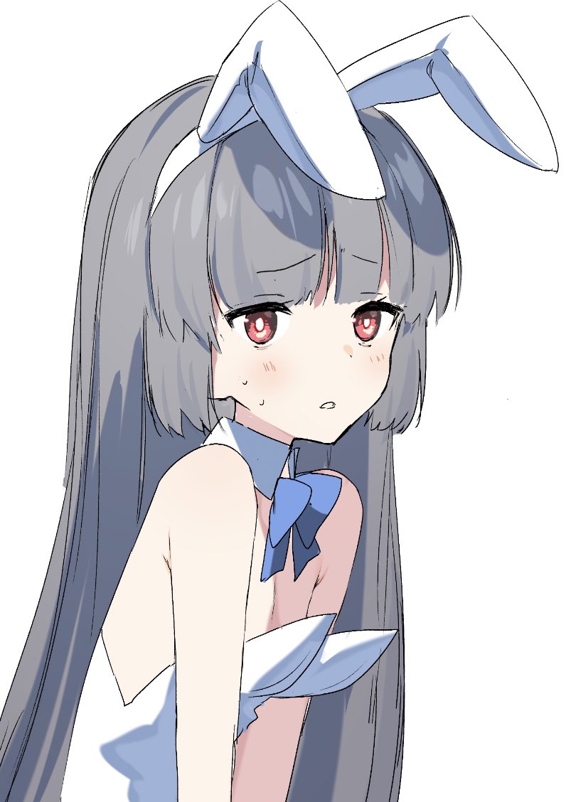 1girl, alternate_costume, animal_ears, blue_archive, blue_bow, blue_bowtie, blunt_bangs, blunt_tresses