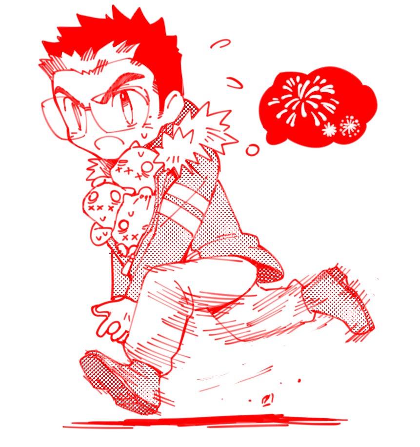 1boy, bara, deformed, devil_(housamo), flying_sweatdrops, full_body, huge_eyebrows, looking_ahead