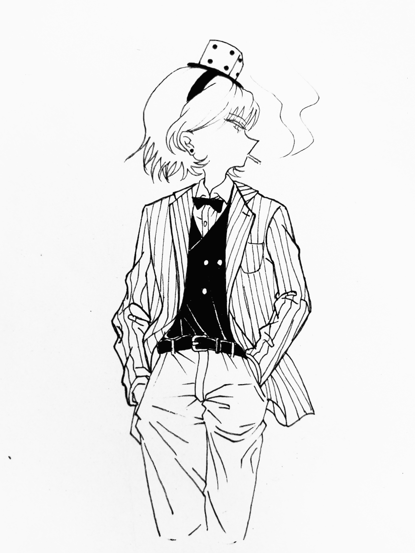 1other, absurdres, alternate_costume, androgynous, belt, bow, bowtie, buttons