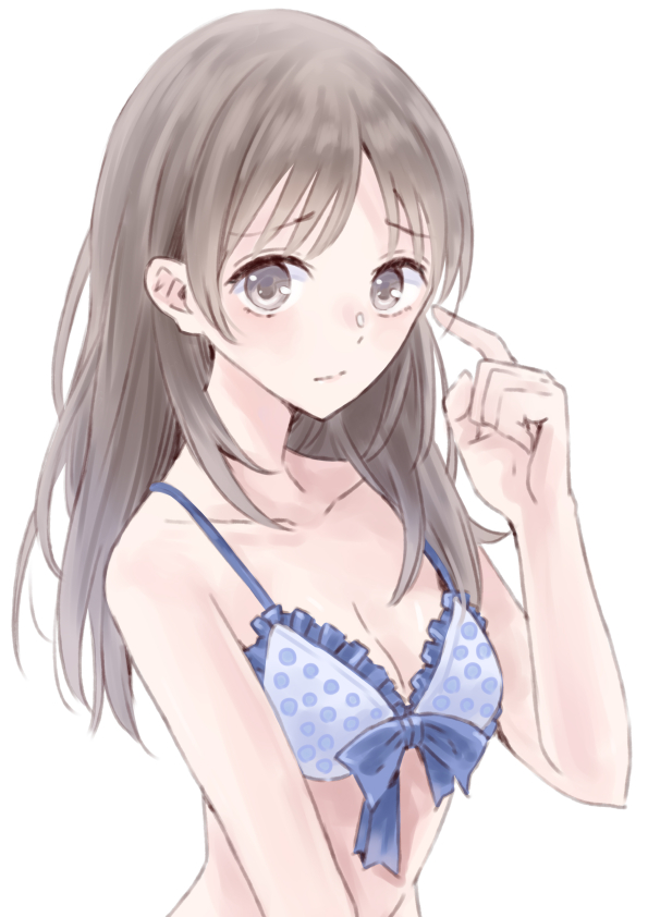 1girl, atelier_(series), atelier_totori, bikini, breasts, brown_hair, cleavage, closed_mouth