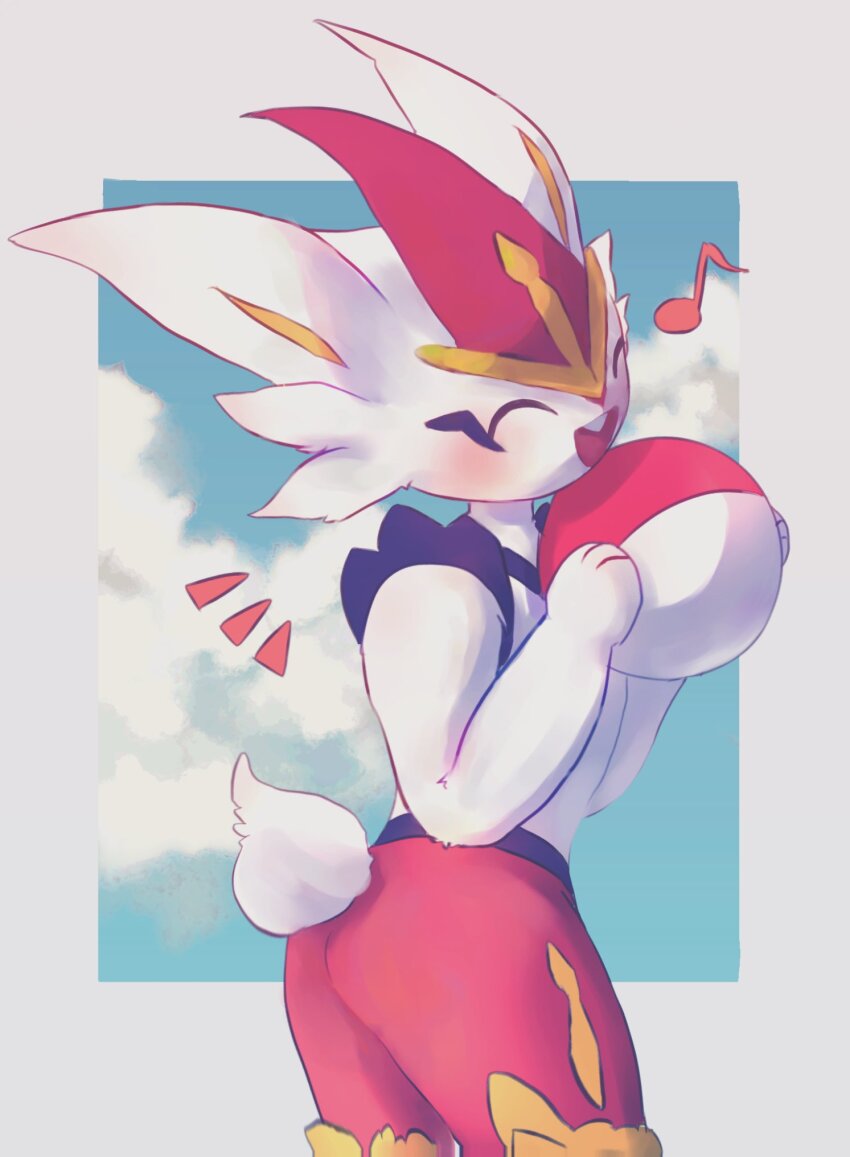 1other, ^_^, animal_hands, animal_nose, ass, ball, blue_background, blue_fur