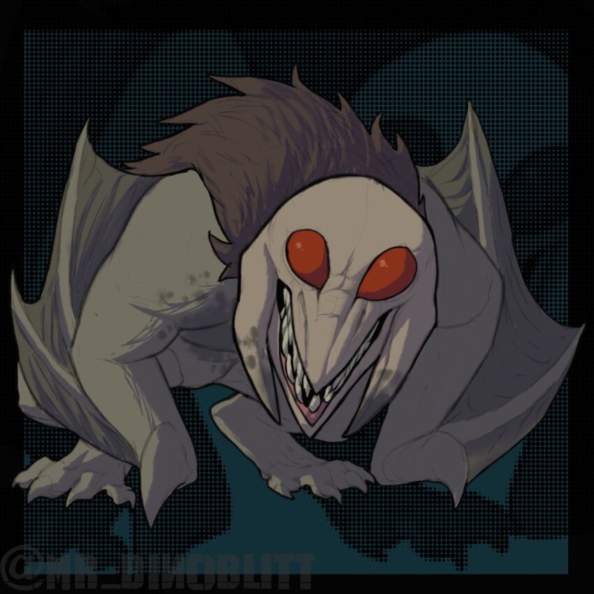 all_fours, baboon_hawk_(lethal_company), brown_hair, claws, highres, lethal_company, long_tusks, monster