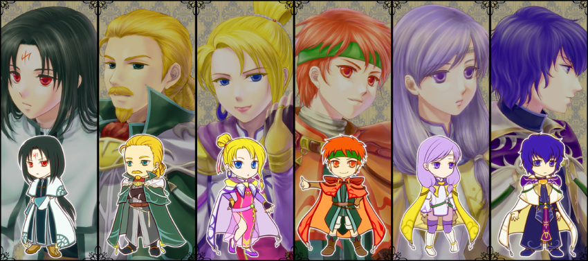 2girls, 4boys, bad_id, bad_pixiv_id, bastian_(fire_emblem), black_hair, blonde_hair, blue_eyes