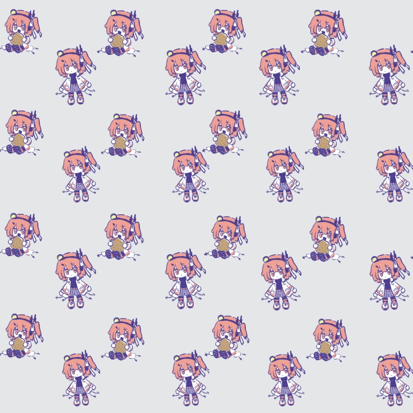 6+girls, a.i._voice, adachi_rei, black_pantyhose, chibi, commentary_request, fang, food