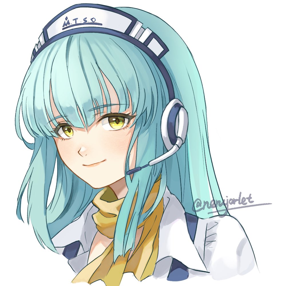 1girl, blue_hair, blunt_bangs, eiyuu_densetsu, falcom, hair_between_eyes, headset, hime_cut