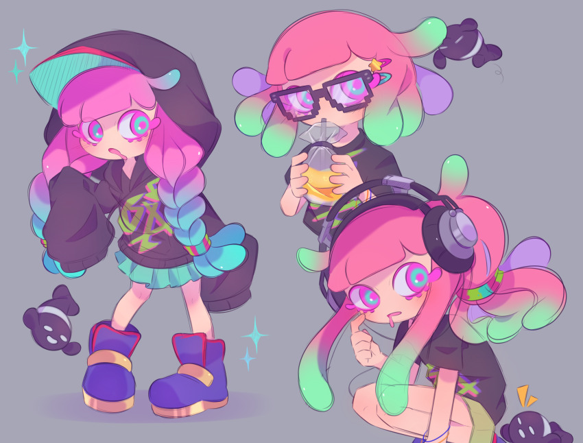 1girl, :o, absurdres, alternate_hair_length, alternate_hairstyle, aqua_eyes, aqua_hair, aqua_skirt