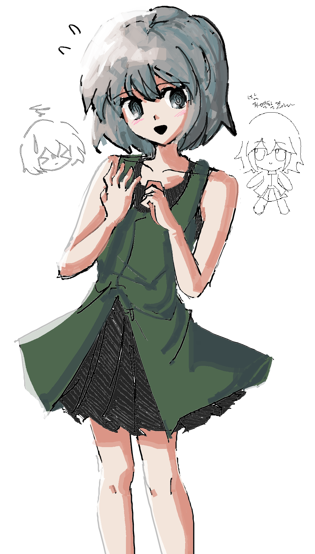 >_<, 1other, androgynous, atoymk, black_dress, book_of_the_cafe, coat, cowboy_shot