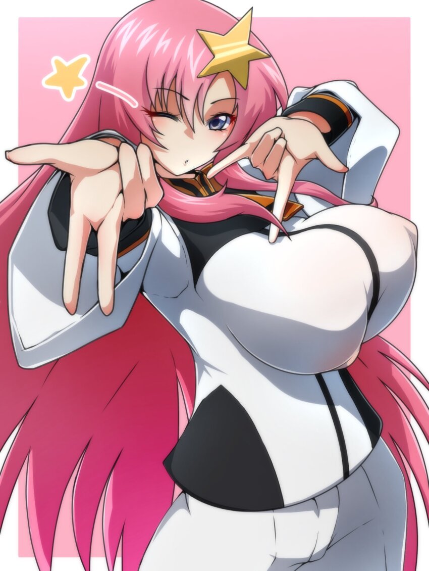 1girl, asticassia_school_uniform, blue_eyes, breasts, cosplay, covered_erect_nipples, gundam, gundam_seed