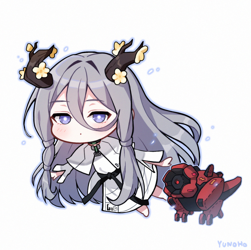 1girl, :o, antlers, artist_name, blue_eyes, blush, chibi, counter:side