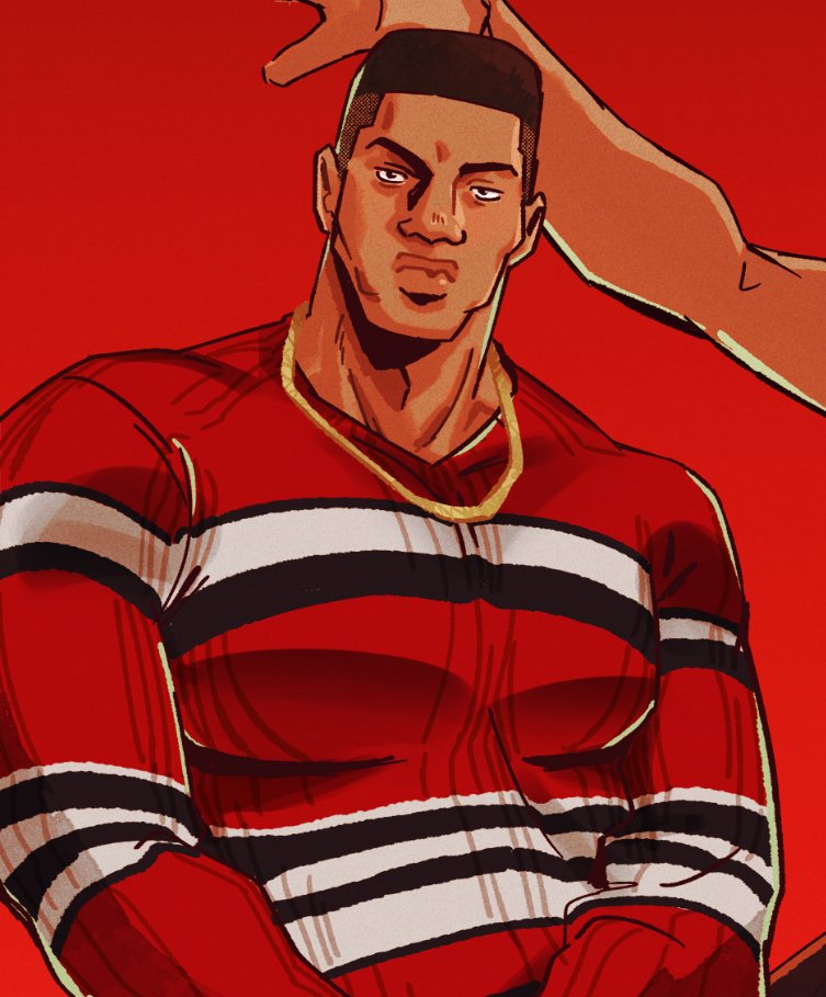 1boy, akagi_takenori, bara, black_hair, dark-skinned_male, dark_skin, gold_necklace, jade_poon_(pooniverse)