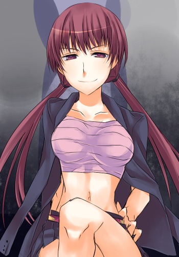 bandages, blazer, breasts, jacket, jacket_on_shoulders, large_breasts, legs, lowres