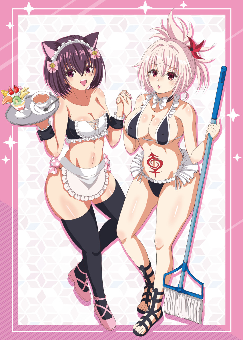 2girls, absurdres, ayakashi_triangle, big_kapipara, bikini, breasts, cleavage, cup