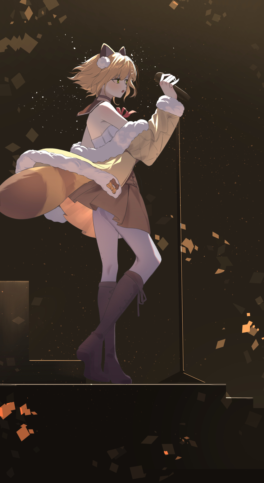 1girl, :o, absurdres, alternate_hair_color, animal_ears, armpit_crease, black_choker, blonde_hair