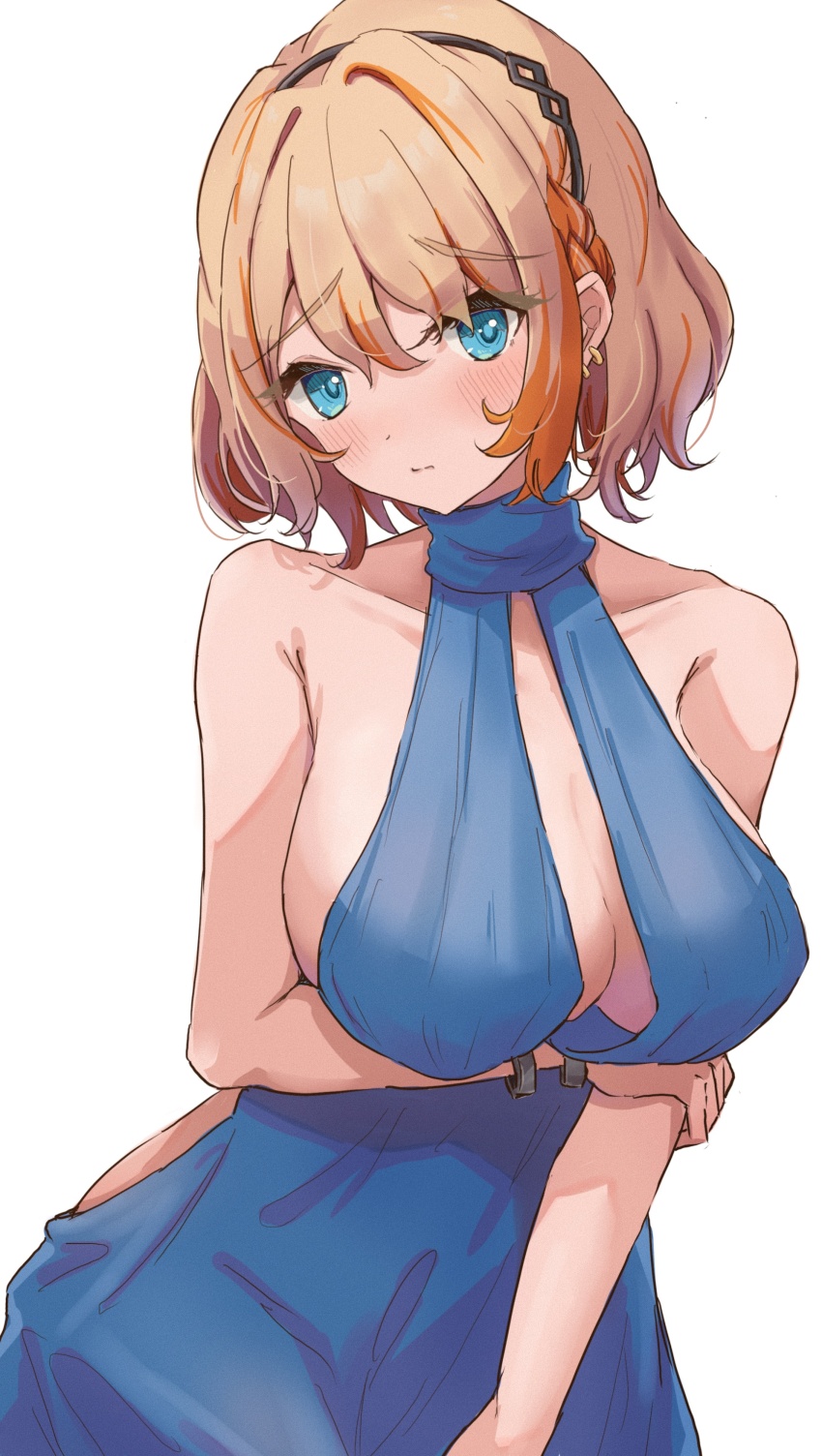 1girl, absurdres, ako_(blue_archive), ako_(blue_archive)_(cosplay), ako_(dress)_(blue_archive), alternate_costume, arm_under_breasts, blue_archive