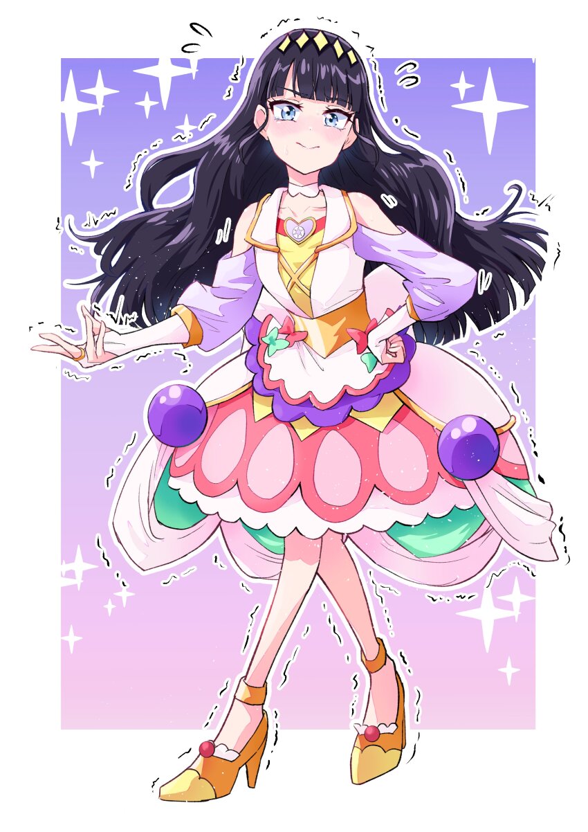 1girl, absurdres, back_bow, black_hair, blue_eyes, blunt_bangs, blush, bow