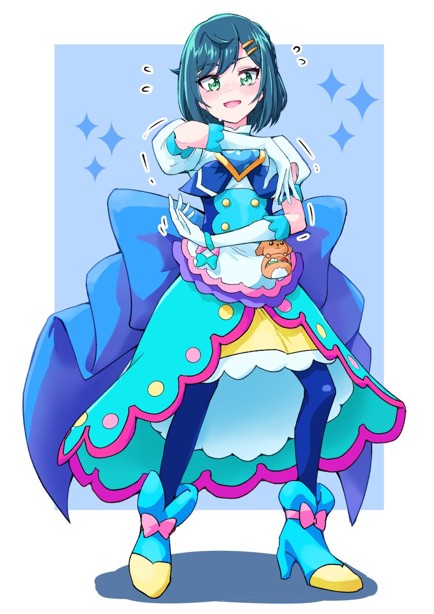 1girl, absurdres, animal_ears, blue_bow, blue_eyes, blue_hair, blush, bow