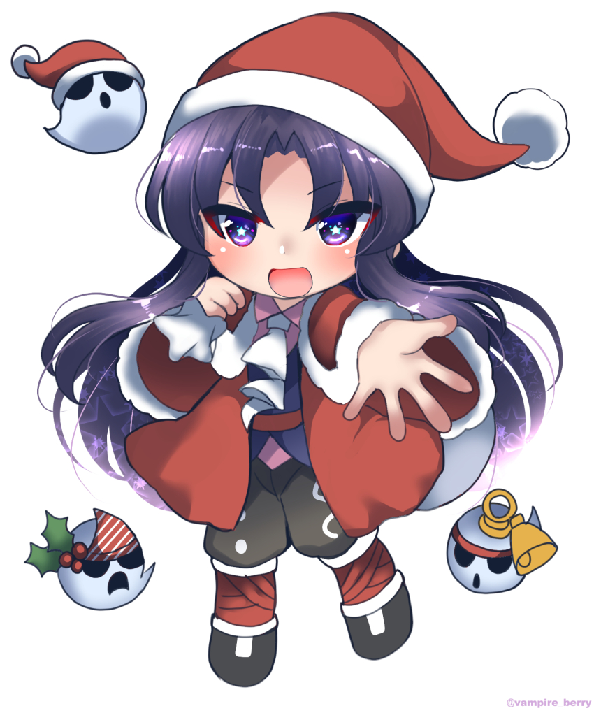 1other, :d, androgynous, ascot, black_shoes, blue_jacket, brown_shorts, capelet