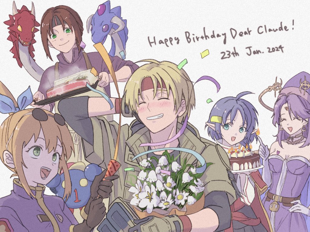 2boys, 3girls, aihi, ashton_anchors, blonde_hair, blue_eyes, blue_hair, brown_hair