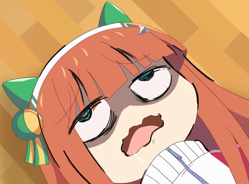 1girl, animal_ears, blue_eyes, bocchi_the_rock!, drooling, dying, floor, hair_ornament