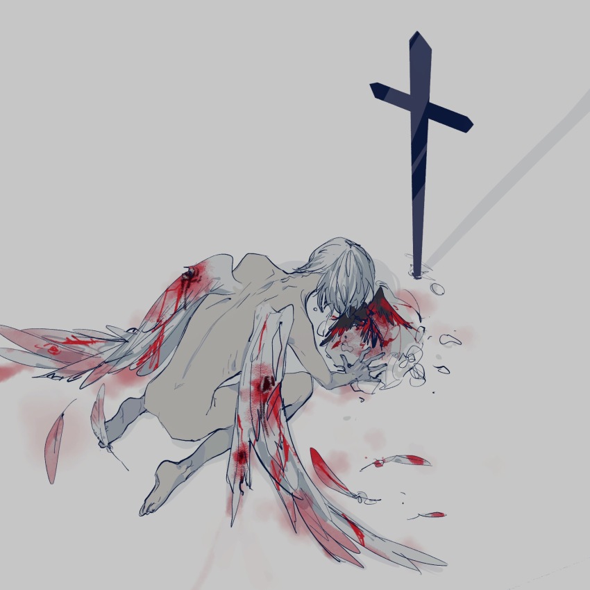 1other, animal, bird, blood, bloody_wings, dead_animal, feathered_wings, feathers