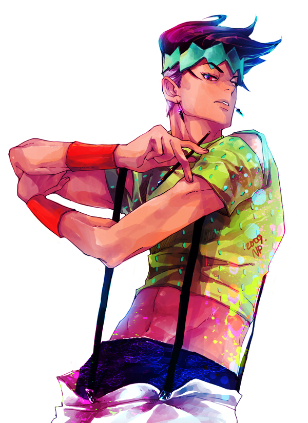 1boy, bad_id, bad_pixiv_id, diamond_is_not_crash, dugong_(jinjuok0909), earrings, haramaki, headband