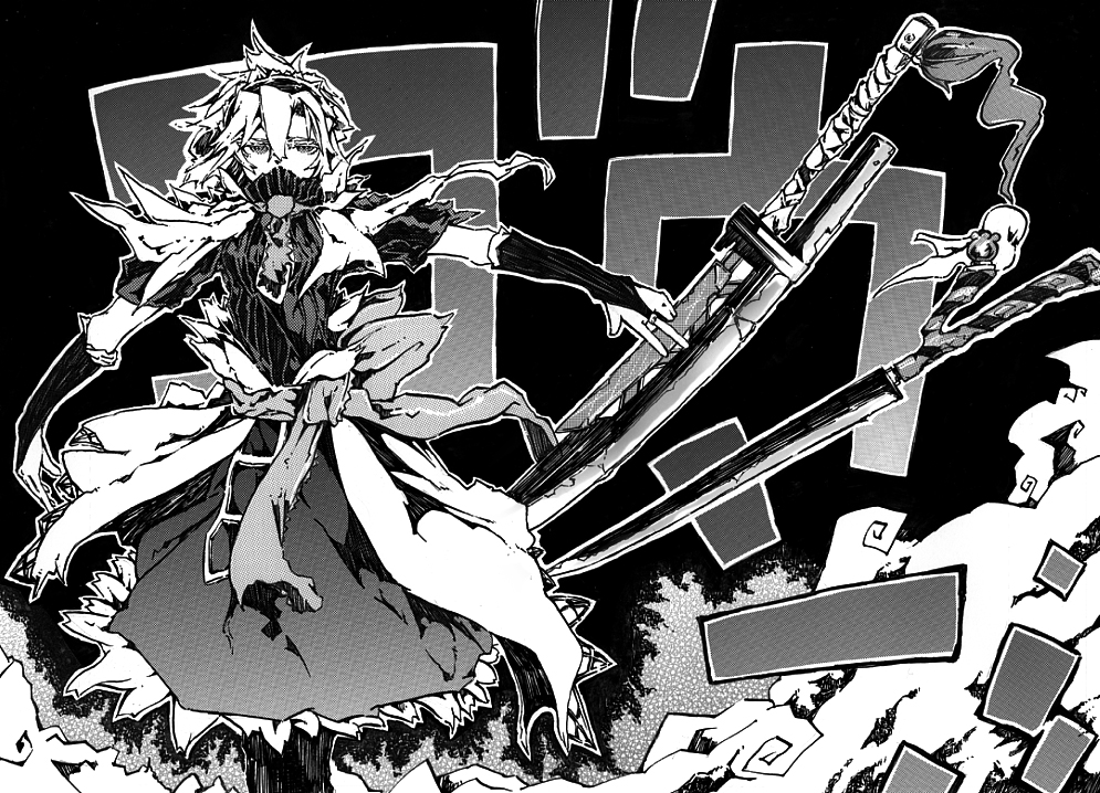 1girl, alice_margatroid, anba_saa, female_focus, greyscale, monochrome, nakamakikun, solo