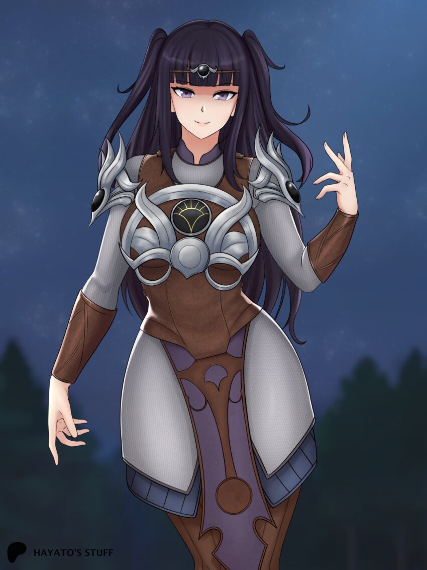 1girl, armor, baldur's_gate, baldur's_gate_3, black_hair, breasts, cosplay, crossover