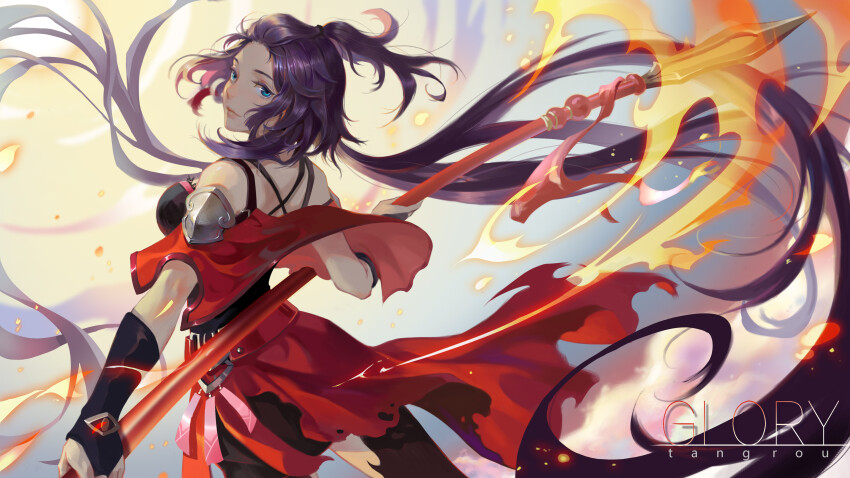 1girl, absurdres, armor, breasts, bridal_gauntlets, capelet, character_name, closed_mouth