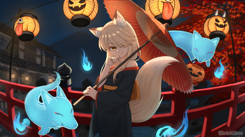 1girl, absurdres, animal_ears, architecture, artist_name, blonde_hair, east_asian_architecture, fisheye