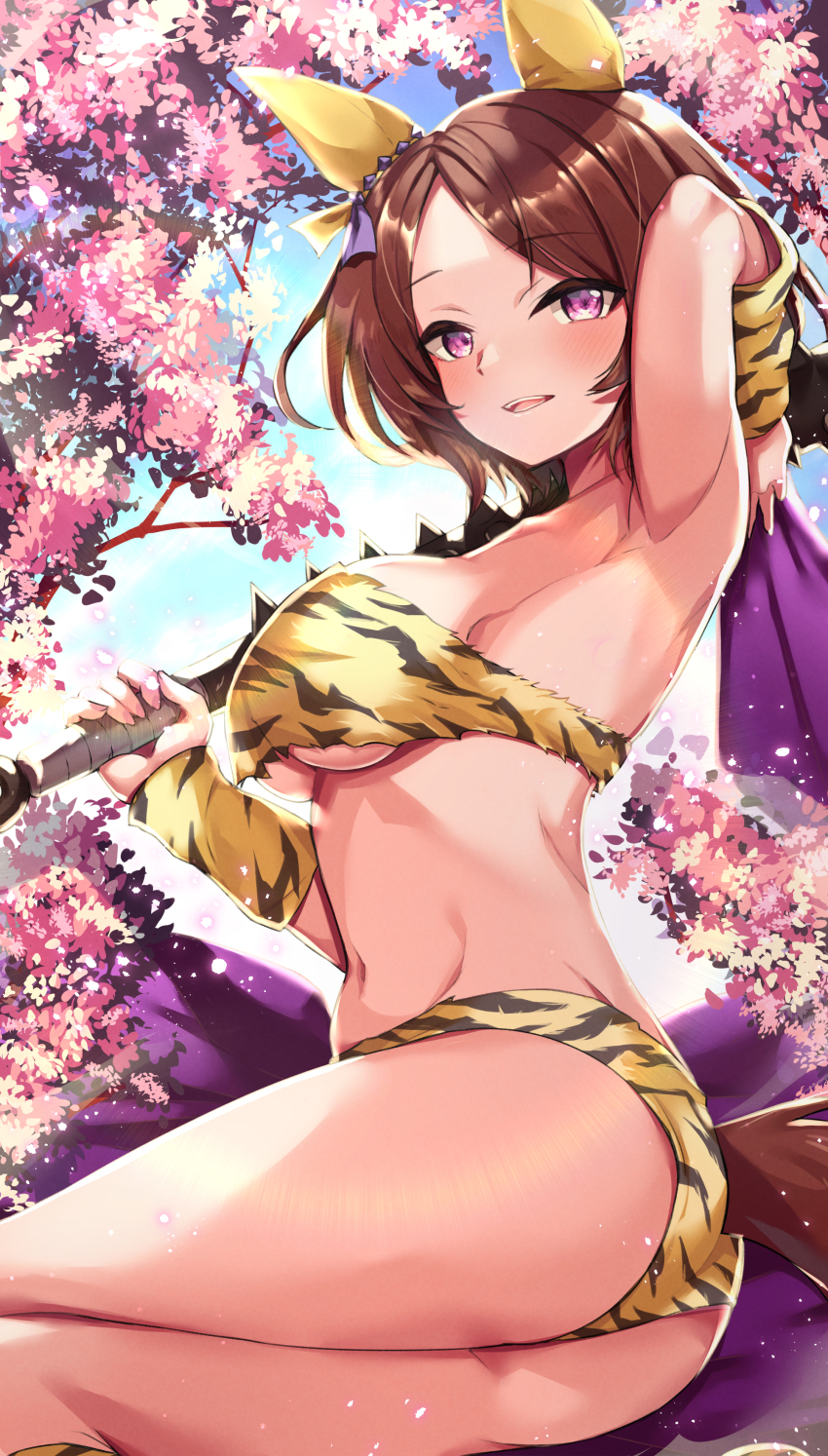 1girl, absurdres, animal_ears, animal_print, armpits, ass, bikini, breasts