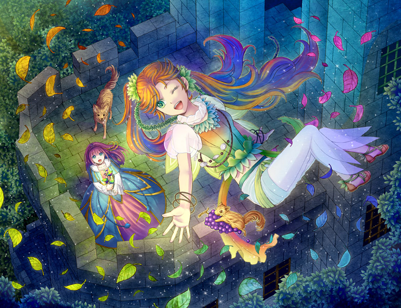 bad_id, bad_pixiv_id, bangle, blue_eyes, bracelet, castle, dog, flower