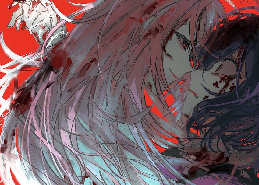 2boys, black_hair, blood, blood_in_hair, blood_on_clothes, blood_on_face, hatsutori_hajime, highres