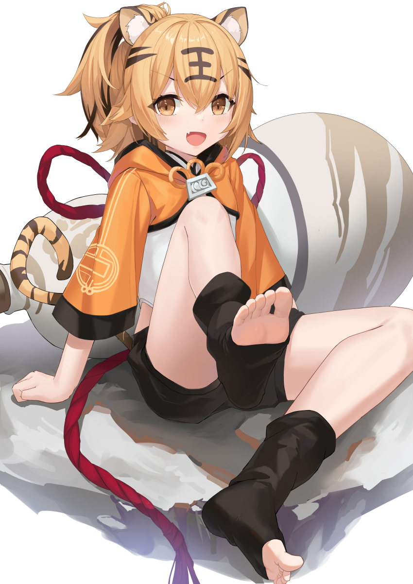 1girl, absurdres, animal_ears, azur_lane, black_hair, black_socks, blonde_hair, fang