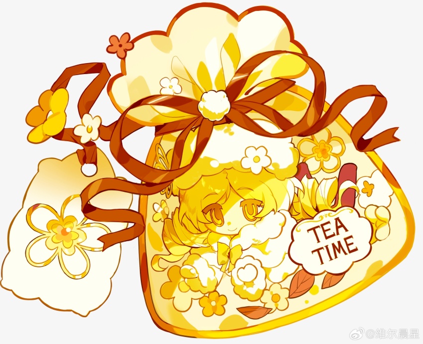 1girl, alternate_costume, bag, blonde_hair, chibi, chinese_commentary, closed_mouth, coat