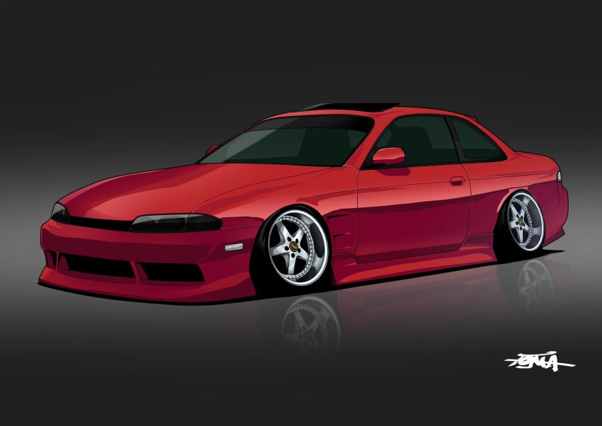 car, highres, itou_touma, motor_vehicle, nissan, nissan_silvia, nissan_silvia_s14, no_humans