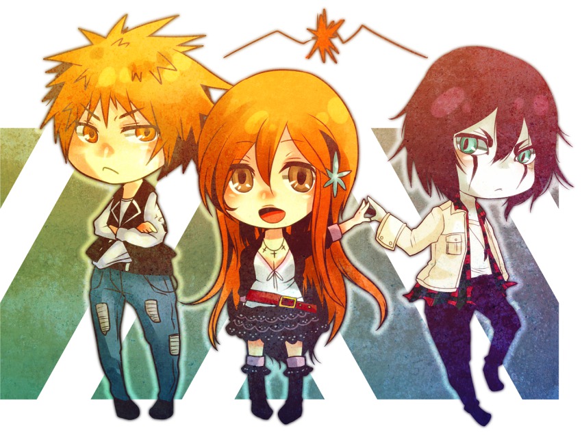 arrancar, bleach, chibi, inoue_orihime, kurosaki_ichigo, ulquiorra_cifer, yougirasu