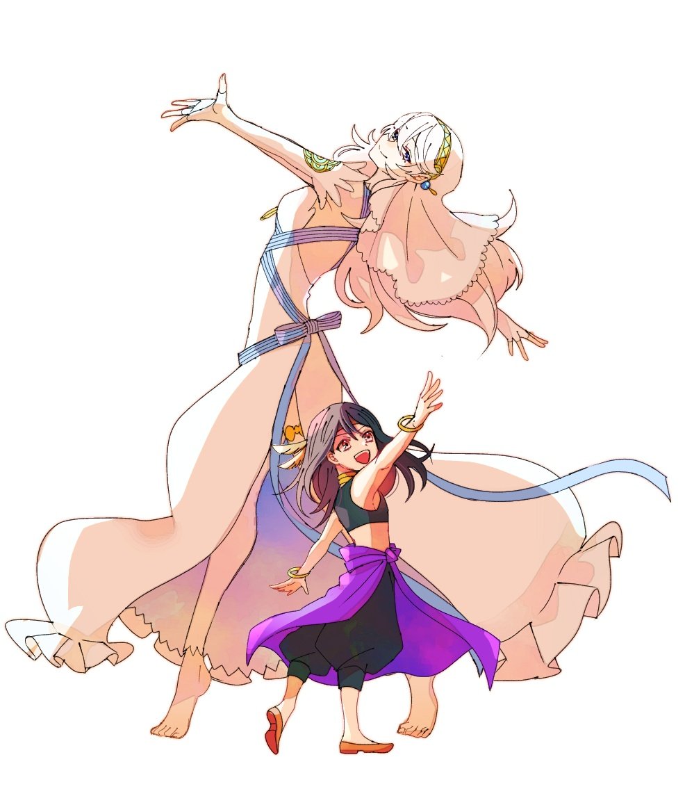 1boy, 1girl, aged_down, backless_dress, backless_outfit, barefoot, black_hair, black_pants