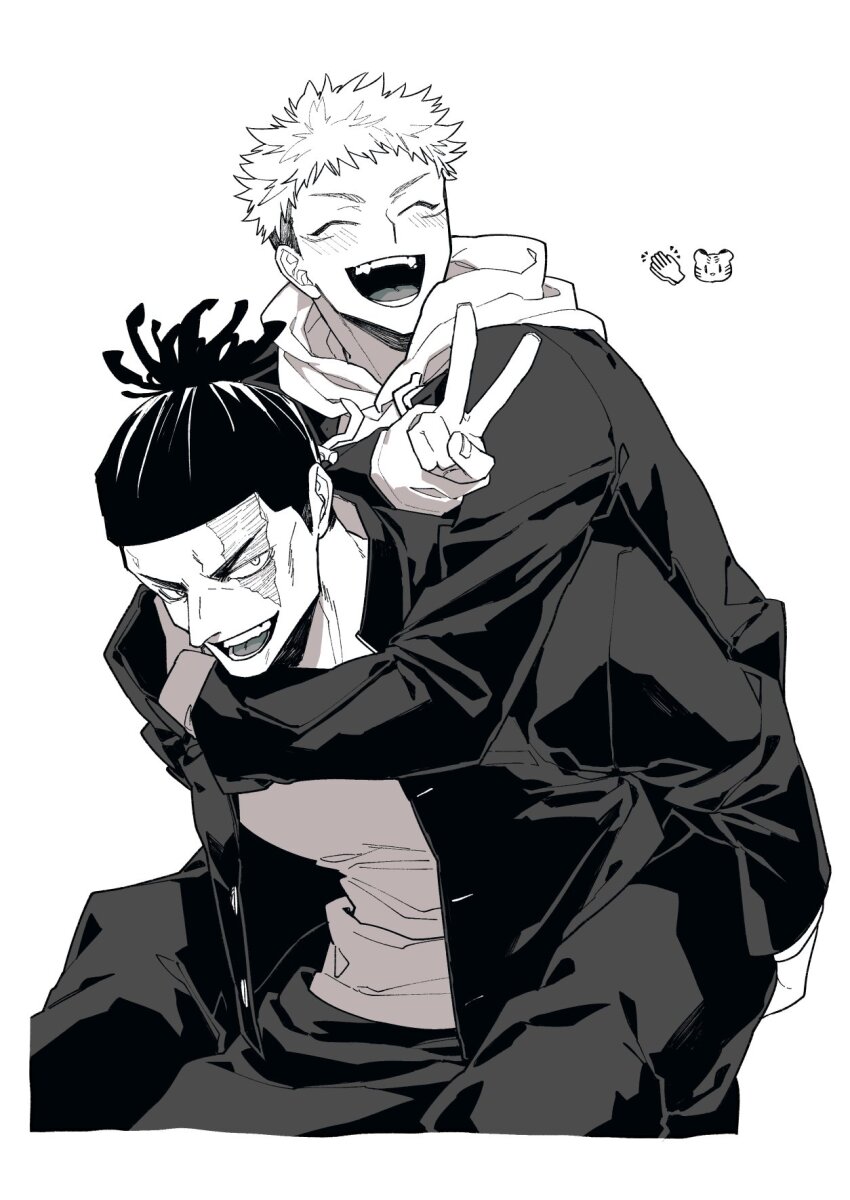 2boys, ^_^, blush, carrying, closed_eyes, couple, cropped_legs, eibm