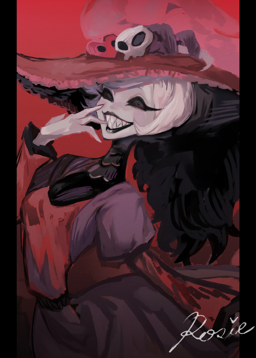 1girl, black_eyes, black_lips, black_sclera, colored_sclera, demon, demon_girl, dress