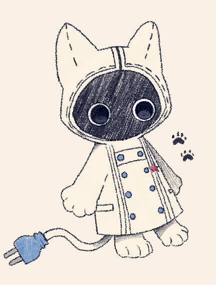 1boy, animal_feet, animal_hands, animal_hood, arms_at_sides, black_eyes, buttons, cat_boy