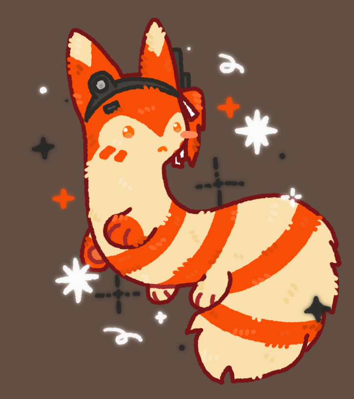 :<, a.i._voice, adachi_rei, animalization, blush_stickers, brown_background, ferret, full_body