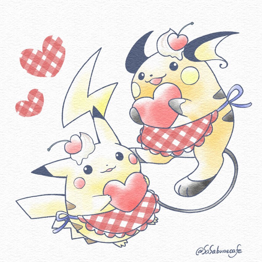 1990s_(style), apron, checkered_apron, checkered_clothes, cherry, clothed_pokemon, cosplay, food