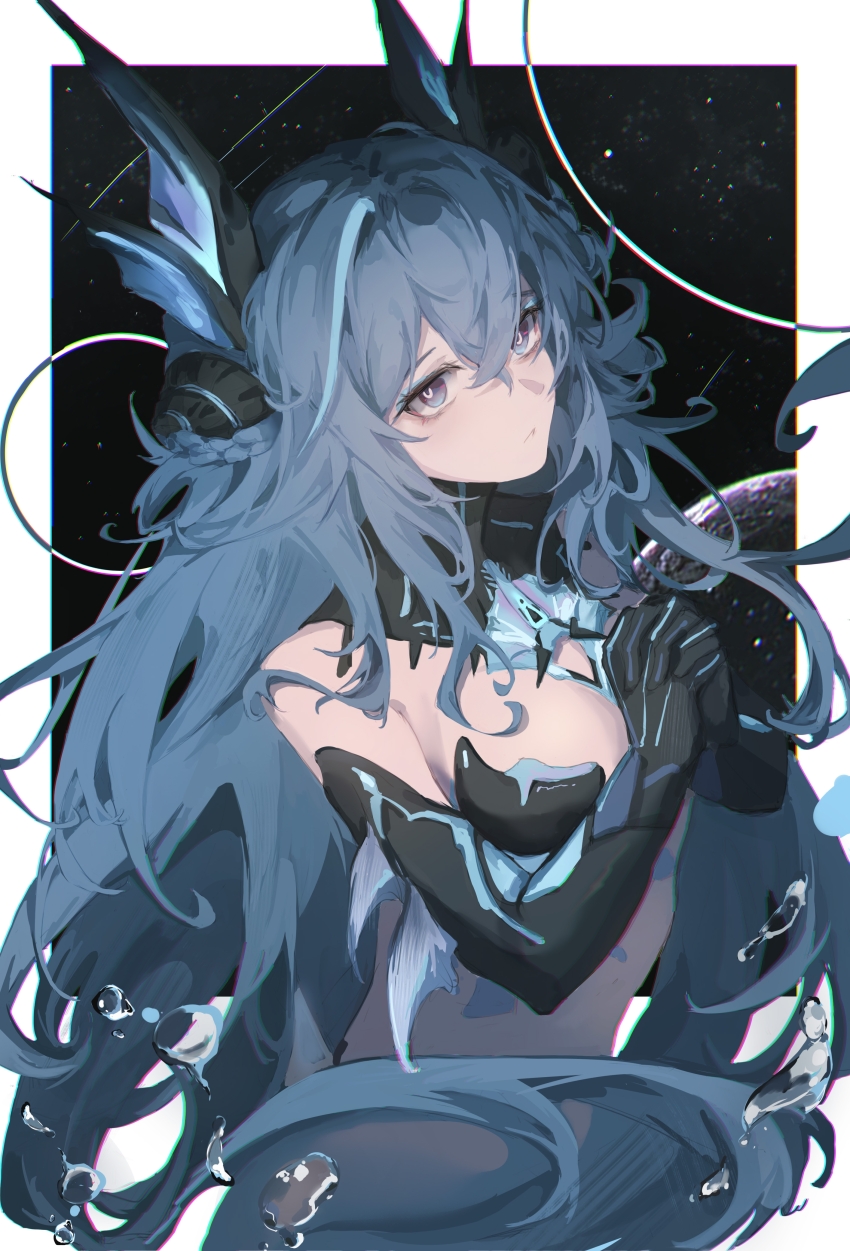 1girl, absurdres, adhesive_bra, air_bubble, aqua_eyes, aqua_hair, asa_achen, border