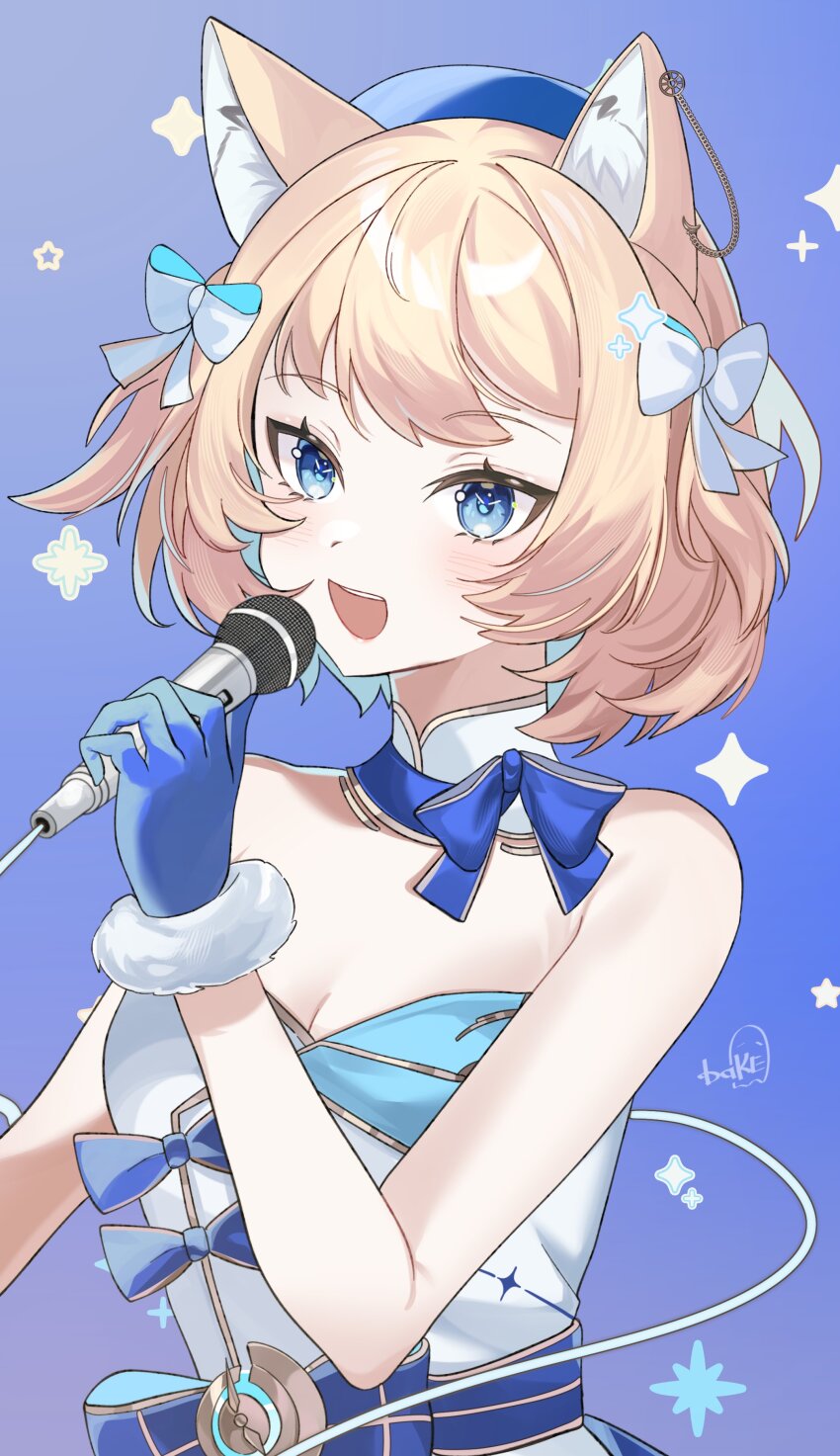 1girl, absurdres, animal_ear_fluff, animal_ears, beret, blonde_hair, blue_eyes, commission