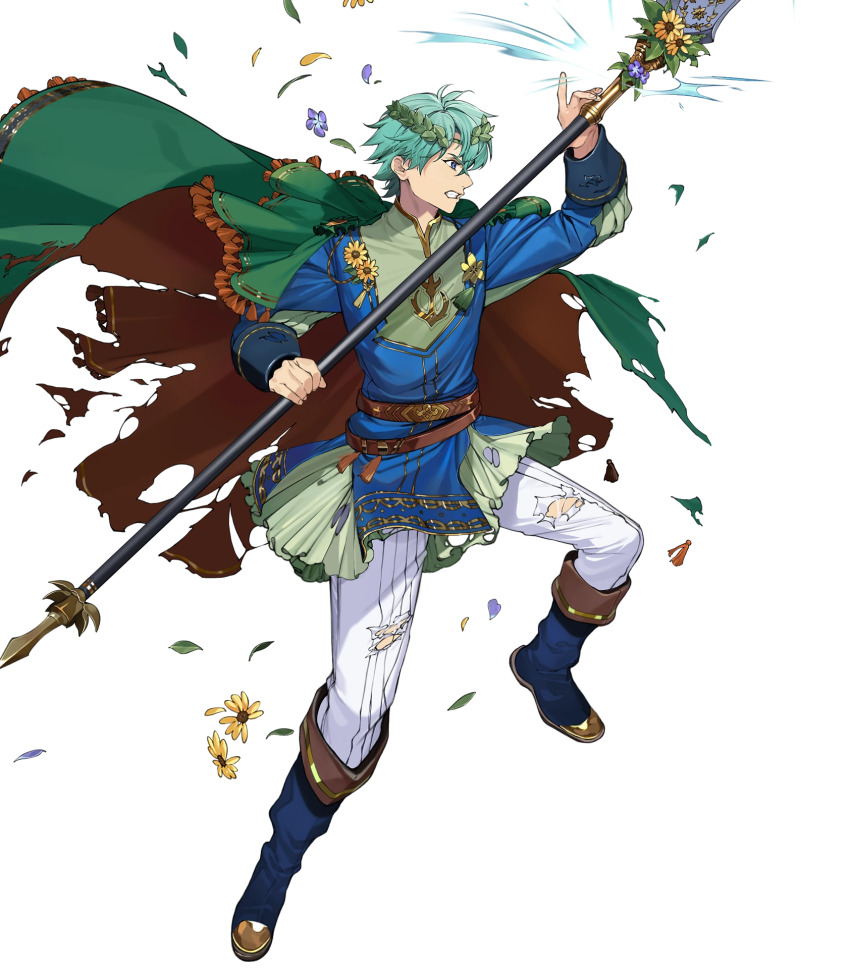 1boy, blue_boots, blue_tunic, boots, ephraim_(fire_emblem), ephraim_(valentine)_(fire_emblem), fire_emblem, fire_emblem:_the_sacred_stones, fire_emblem_heroes, highres, male_focus, nintendo, non-web_source, official_alternate_costume, official_art, solo, tunic